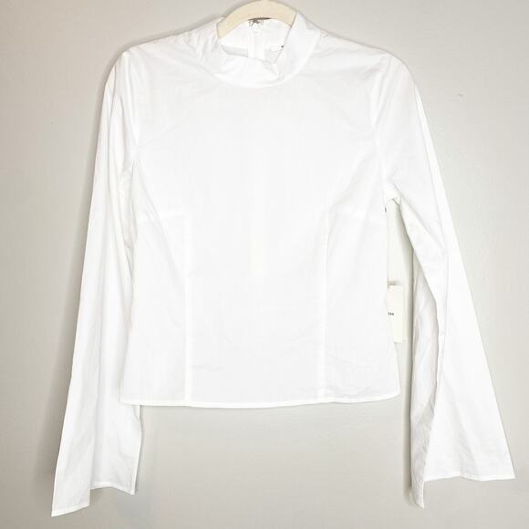 Tularosa Keep it Simple White Bell Sleeve Mock Neck Blouse Small NWT MRSP $118 - Picture 2 of 9